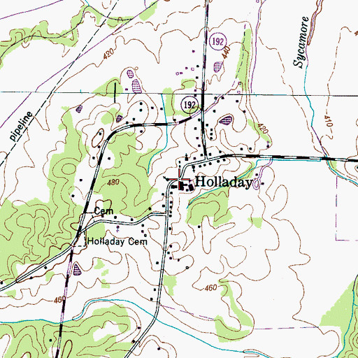 Topographic Map of Holladay, TN