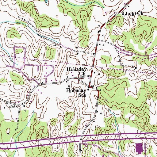 Topographic Map of Holladay Church, TN