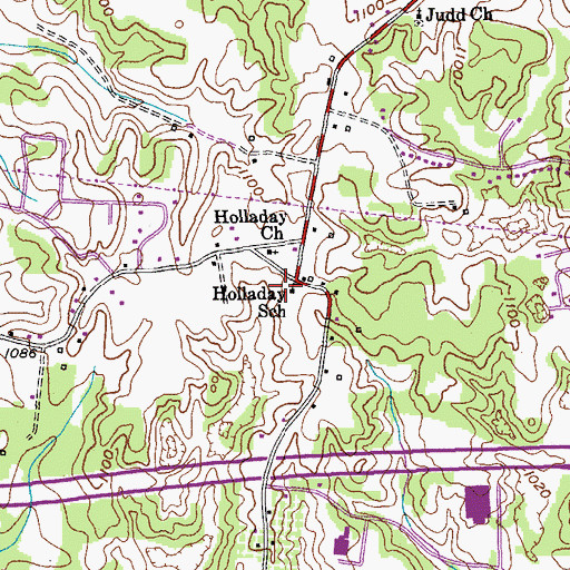 Topographic Map of Holladay School, TN