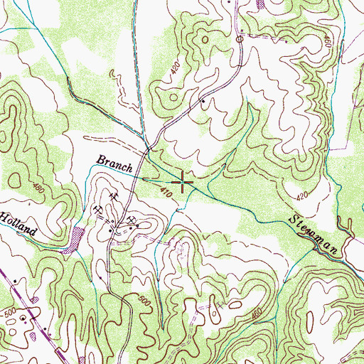 Topographic Map of Holland Branch, TN