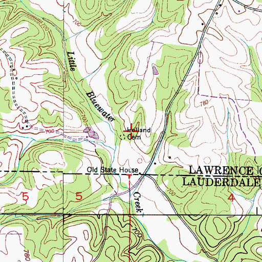 Topographic Map of Holland Cemetery, TN