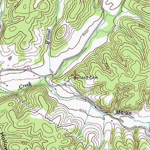 Topographic Map of Holland Cemetery, TN