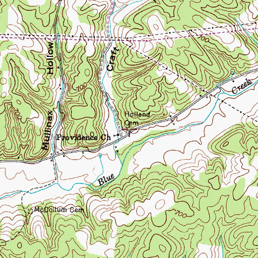 Topographic Map of Holland Cemetery, TN