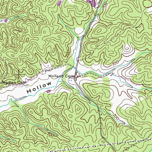 Topographic Map of Holland Cemetery, TN