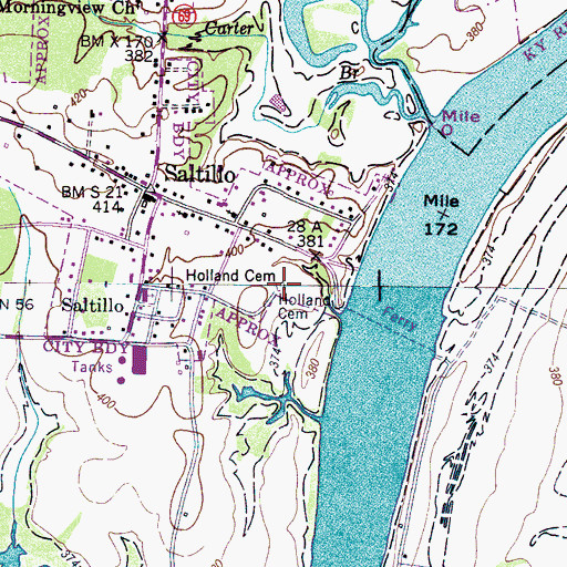 Topographic Map of Holland Cemetery, TN