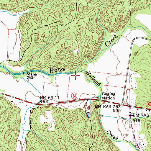 Topographic Map of Holland Creek, TN