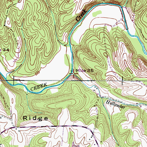 Topographic Map of Hollander Branch, TN