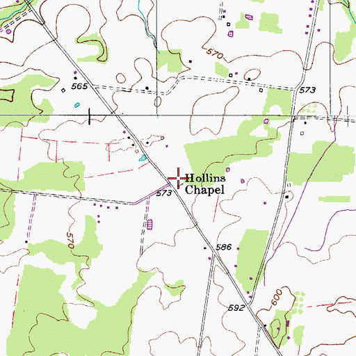 Topographic Map of Hollins Chapel, TN