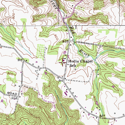 Topographic Map of Hollis Chapel School, TN