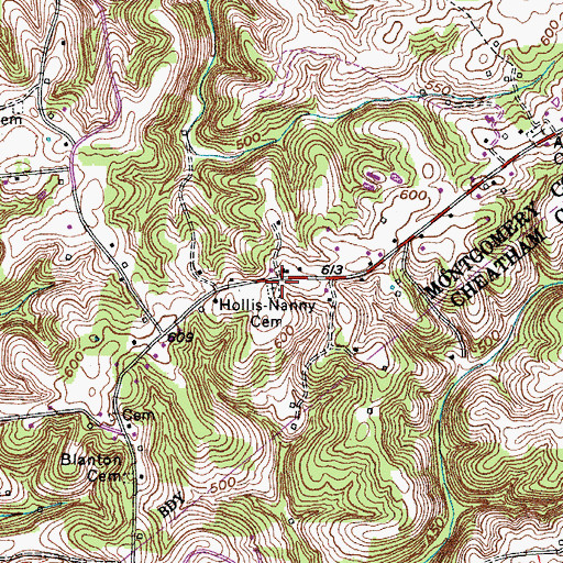 Topographic Map of Hollis-Nanny Cemetery, TN