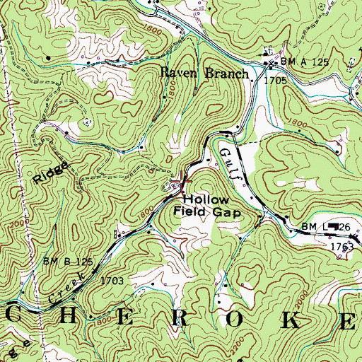 Topographic Map of Hollow Field Gap, TN