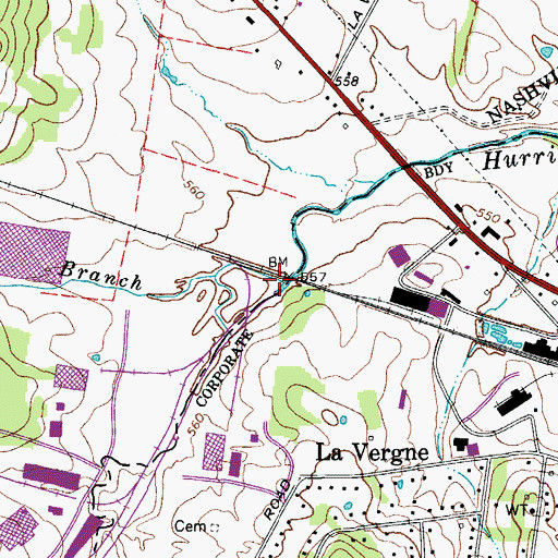 Topographic Map of Holloway Branch, TN