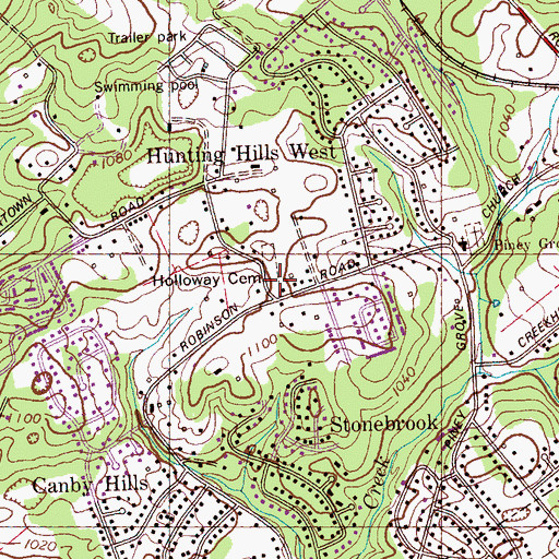 Topographic Map of Holloway Cemetery, TN