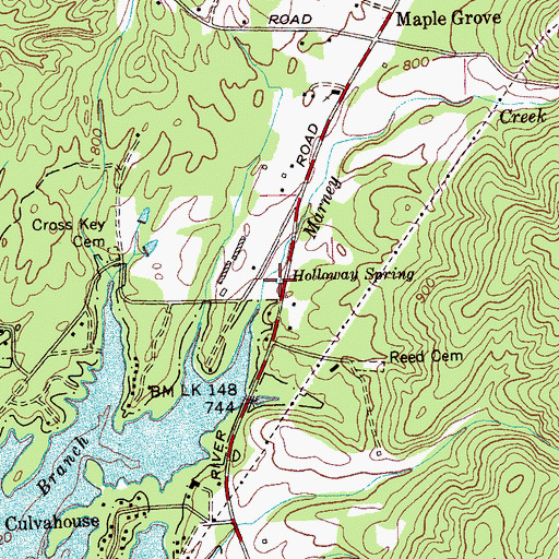 Topographic Map of Holloway Spring, TN