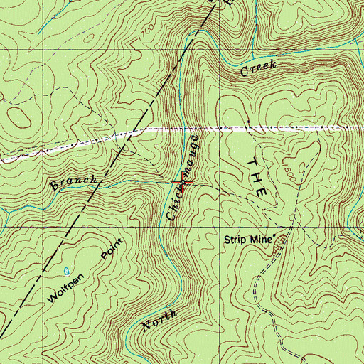 Topographic Map of Holly Branch, TN