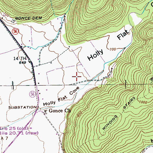 Topographic Map of Holly Flat Cove, TN