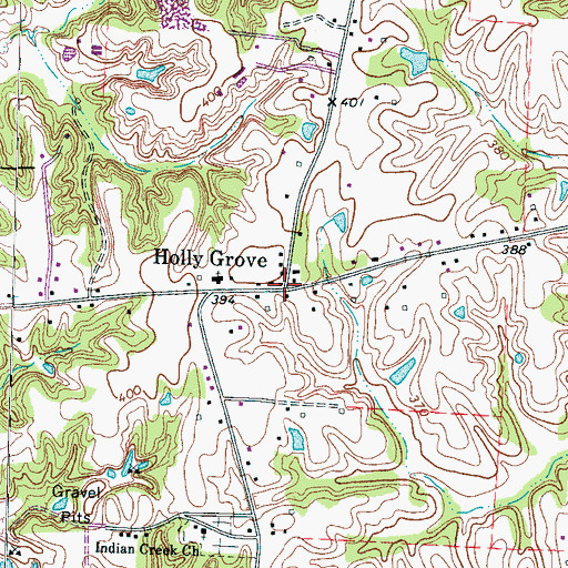 Topographic Map of Holly Grove, TN