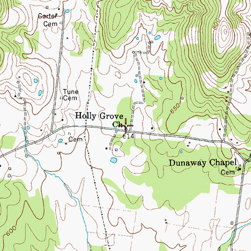Topographic Map of Holly Grove Church, TN
