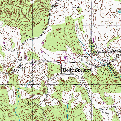 Topographic Map of Holly Springs, TN