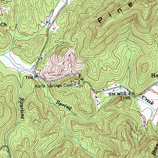 Topographic Map of Holly Springs Cemetery, TN