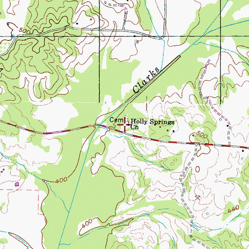 Topographic Map of Holly Springs Church, TN