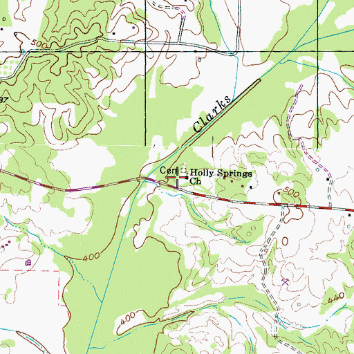 Topographic Map of Holly Springs Church, TN