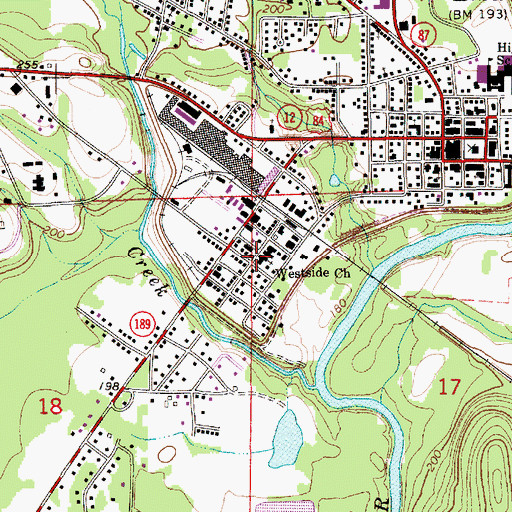 Topographic Map of Westside Church, AL