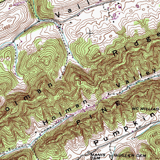 Topographic Map of Holman Ridge, TN