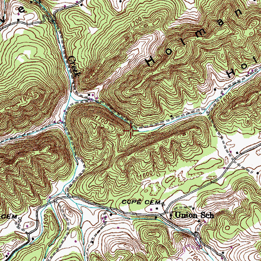 Topographic Map of Holman Valley, TN
