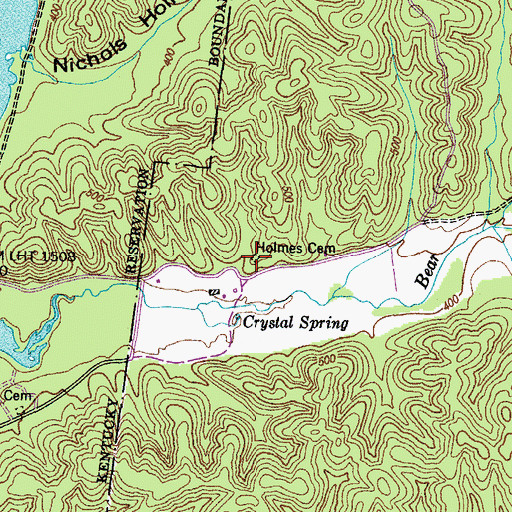 Topographic Map of Holmes Cemetery, TN