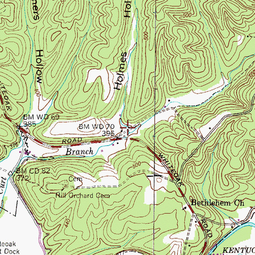 Topographic Map of Holmes Hollow, TN
