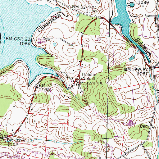 Topographic Map of Holston Chapel, TN