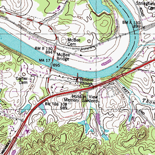 Topographic Map of Holston Church, TN