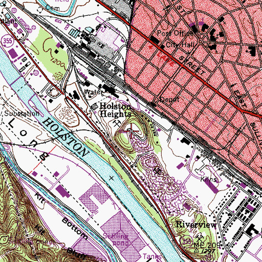 Topographic Map of Holston Heights, TN