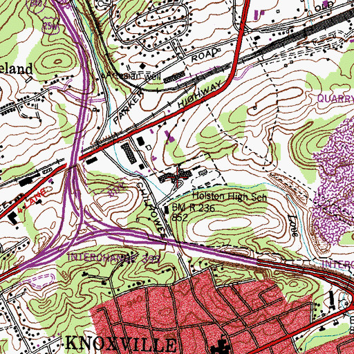 Topographic Map of Holston Middle School, TN