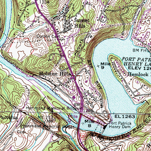Topographic Map of Holston Hills, TN