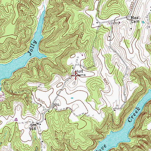 Topographic Map of Holt Cemeteries, TN