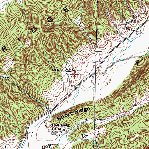 Topographic Map of Holt Cemetery, TN