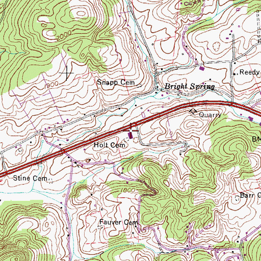 Topographic Map of Holt Cemetery, TN