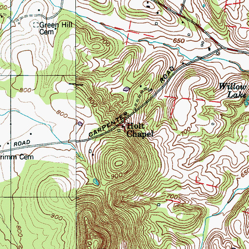 Topographic Map of Holt Chapel, TN