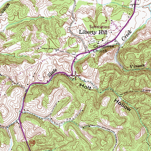 Topographic Map of Holt Hollow, TN