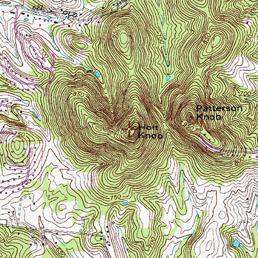 Topographic Map of Holt Knob, TN