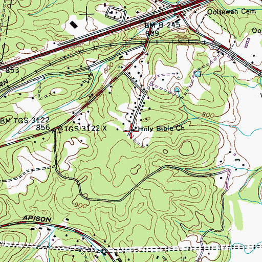 Topographic Map of Holy Bible Church, TN