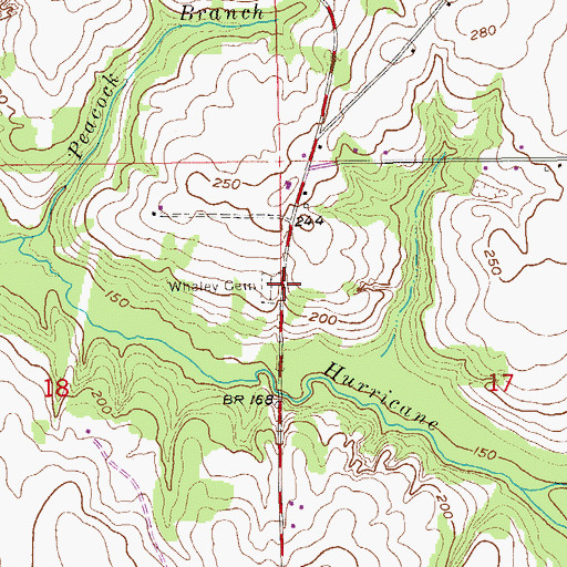 Topographic Map of Whaley Cemetery, AL
