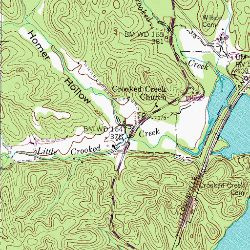 Topographic Map of Homer Hollow, TN