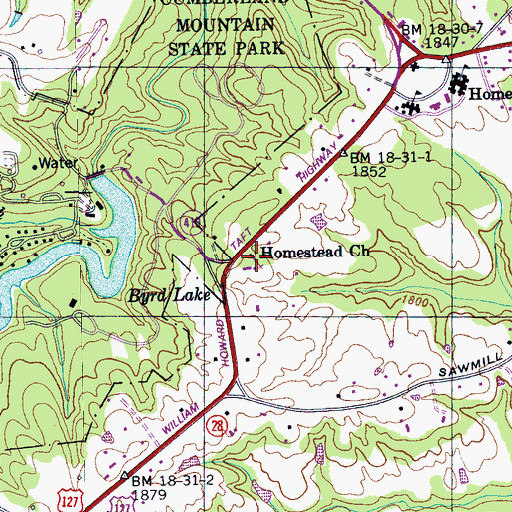 Topographic Map of Homestead Church, TN