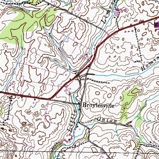 Topographic Map of Hominy Branch, TN