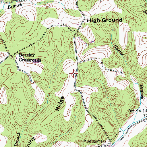 Topographic Map of Hominy Ridge, TN