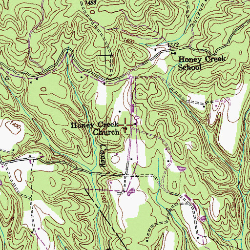 Topographic Map of Honey Creek Church, TN