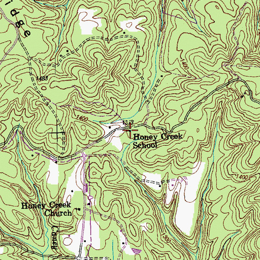 Topographic Map of Honey Creek School, TN